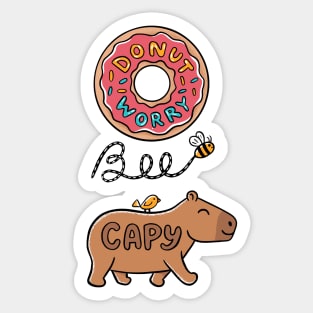 Donut worry bee capy Sticker